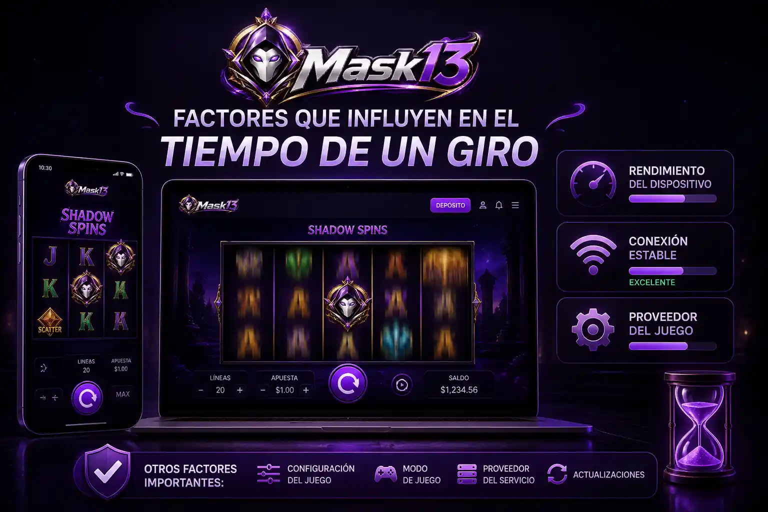 Interfaz de tragamonedas en dispositivos móviles y computadora